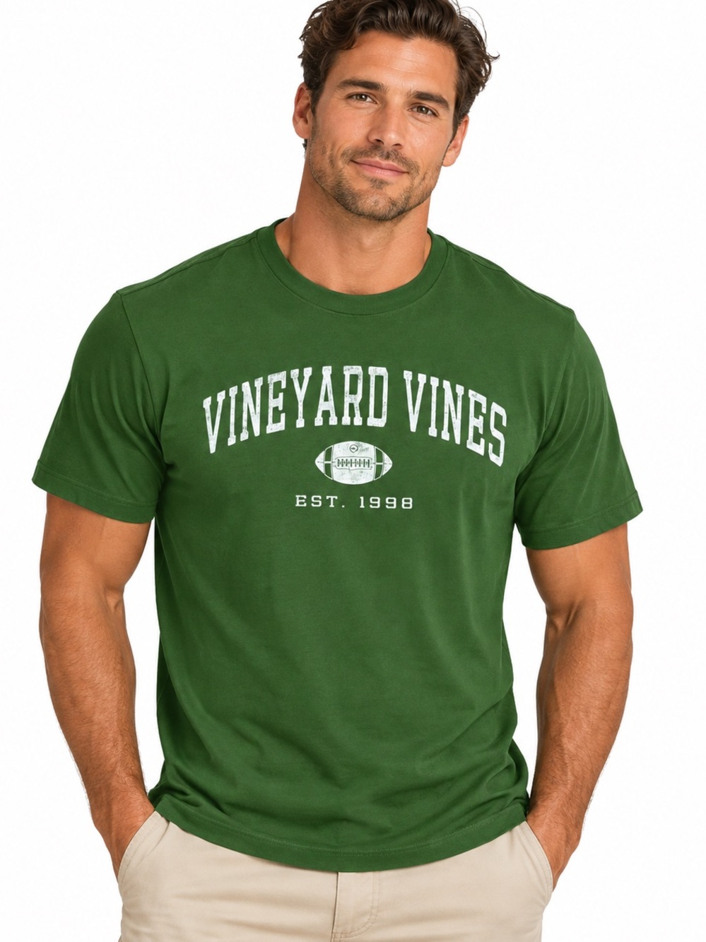 Vineyard Vines heritage football t-shirt size Large green NEW